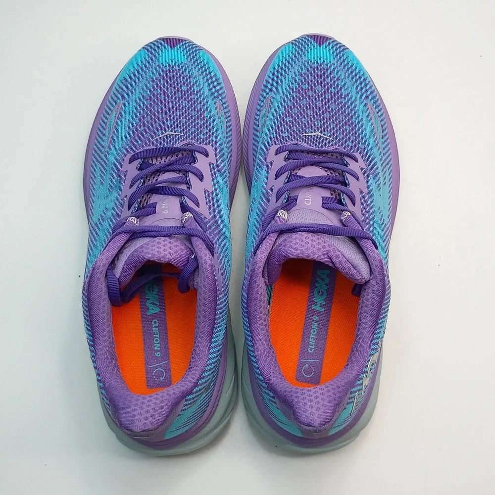 Hoka Clifton 9 Running Shoes Men Size 10.5 Purple Blue Mesh 1127896 CVPL